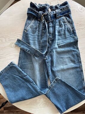Fracomina High Waisted Paperbag Denim Jeans Size 27 NWOT